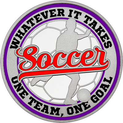 Red "Soccer" with Purple Outer Circular Borders